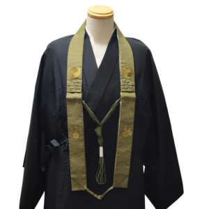 【折五条】安曇野本麻上布 鶯 桐巴日向紋 高野山真言宗